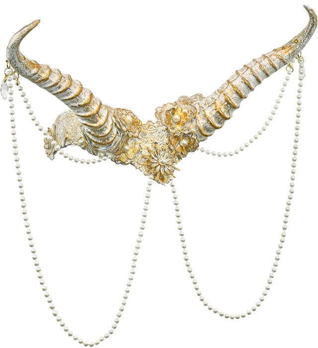 Jewelled White & Gold Horns Headpiece