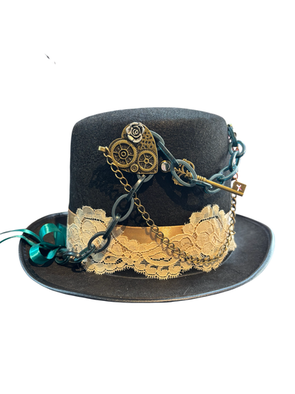 Steampunk Top Hat With Peacock Feather