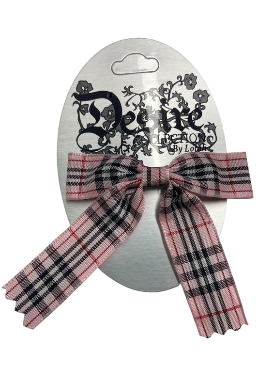 Pale Pink Tartan Bow