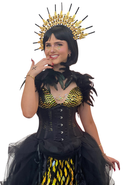 Black & Gold Diamond Sequin Festival Dress Perth
