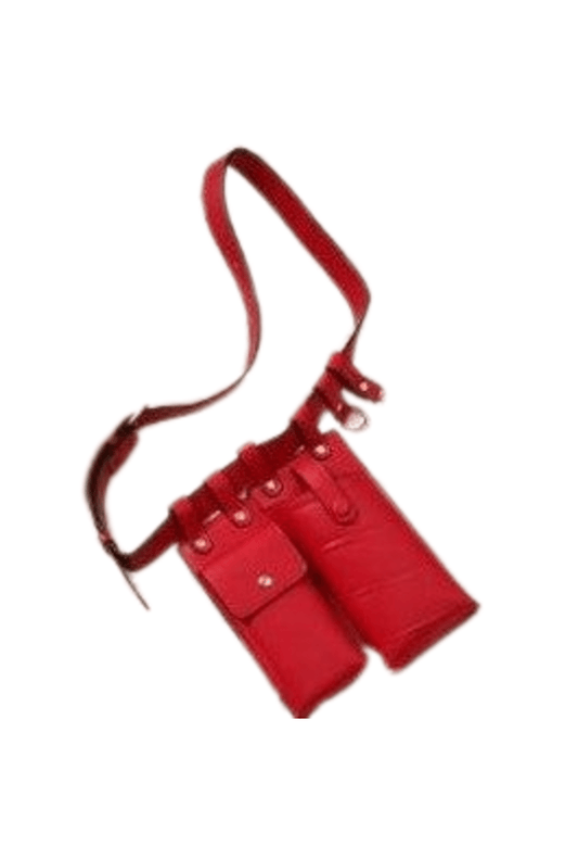 Red Leather Twin Pouch Belt