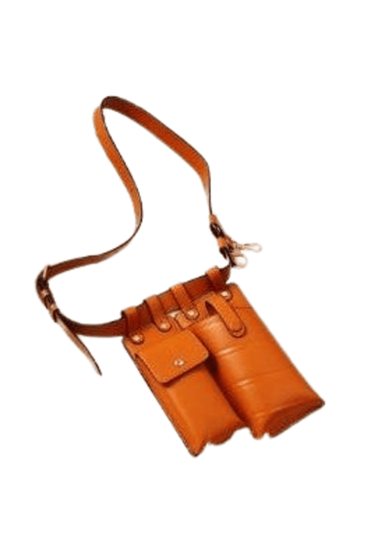 Light Brown Leather Twin Pouch Belt