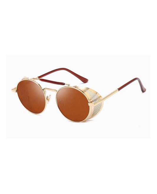 Gold and Brown Retro Round Glasses
