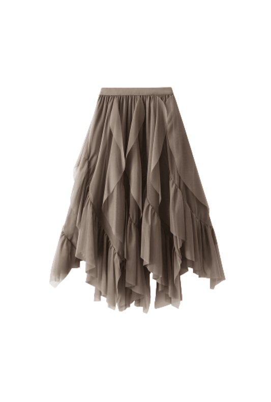 Light Brown Irregular Frill Skirt