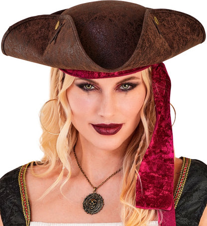 Deluxe Brown Tricorn Pirate Hat