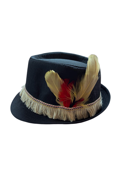 Men's Oktoberfest Trilby Hat With Cream Fringe And Feathers