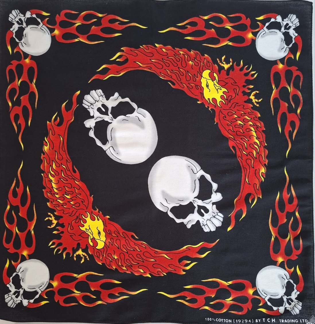 Eagle Flames & Skull Red Bandana 19294