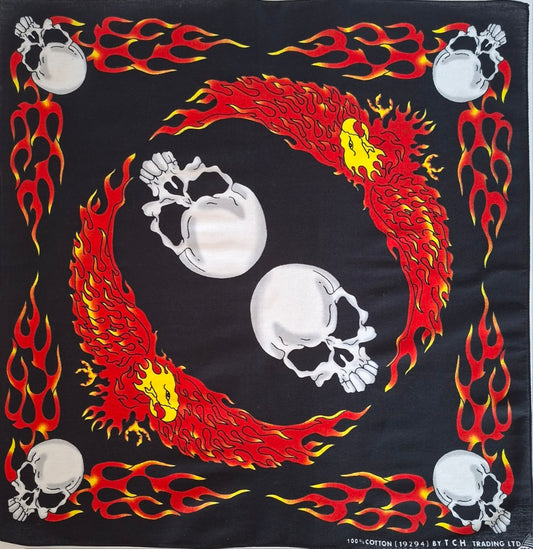 Eagle Flames & Skull Red Bandana 19294