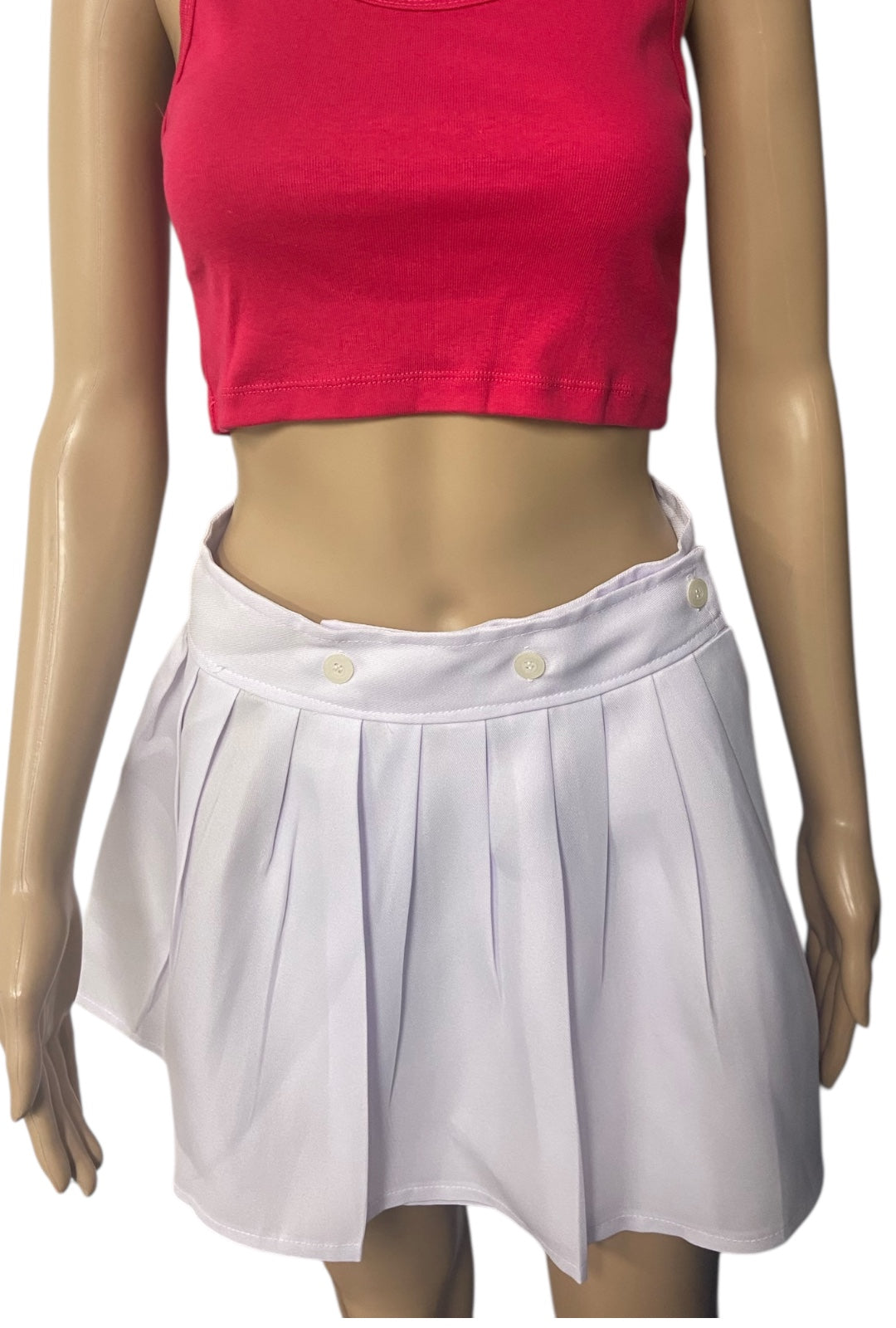 Adjustable White Pleated Skirt