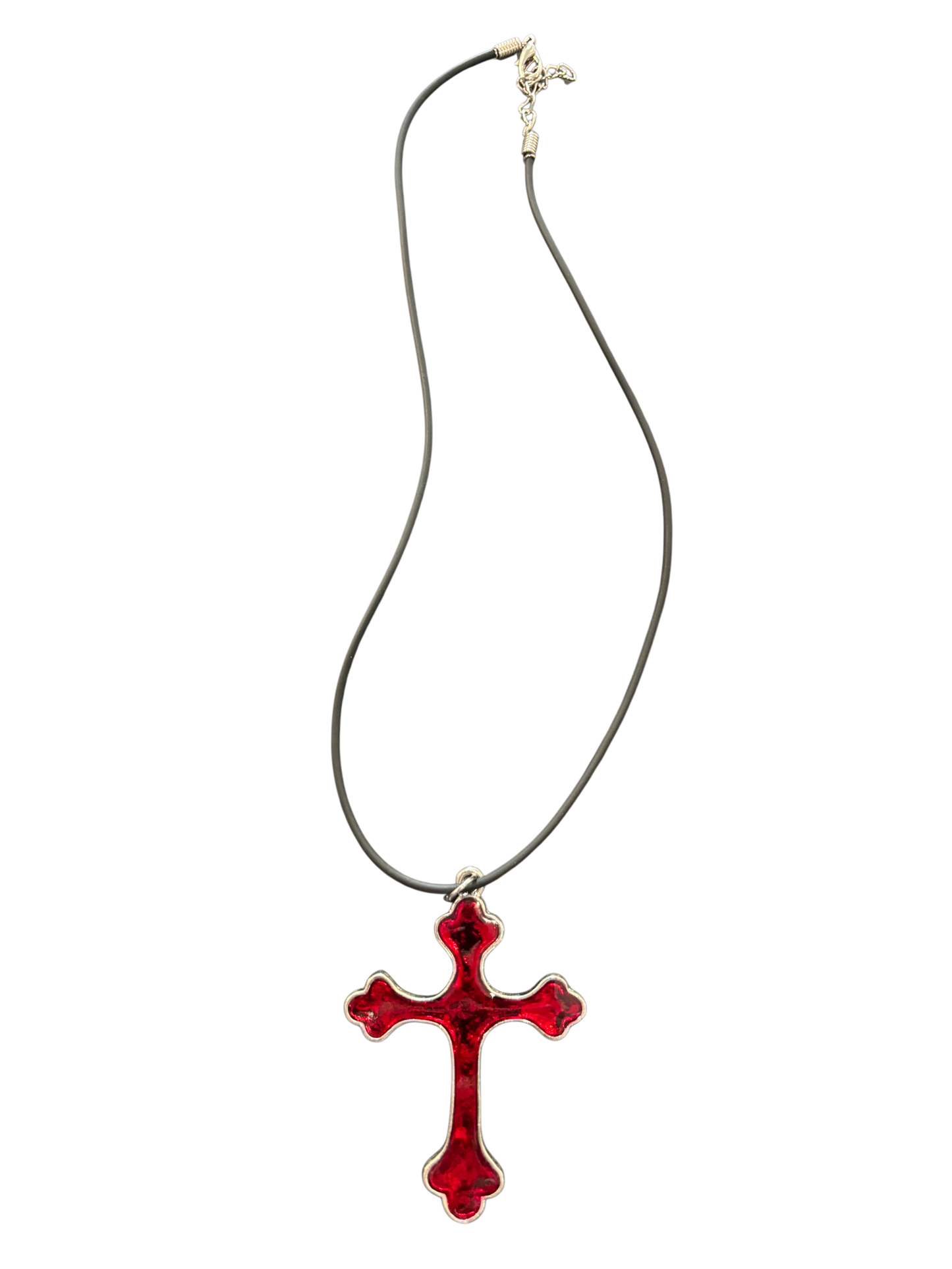 Gothic Red Cross Necklace