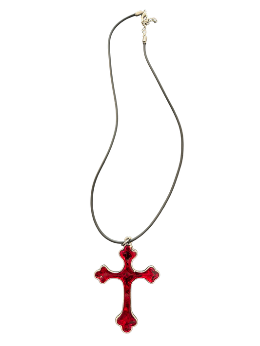 Gothic Red Cross Necklace