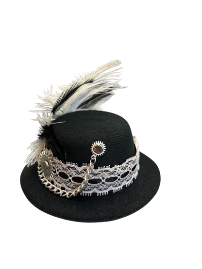 Mini Feather And Heart Steampunk Hat