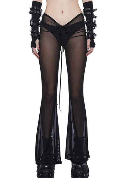 Sheer Mesh Pants with Front and Back Ruching