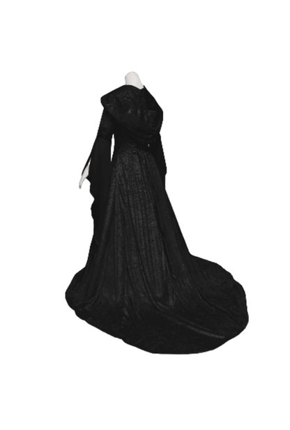 Black Hooded Velvet Medieval Dress