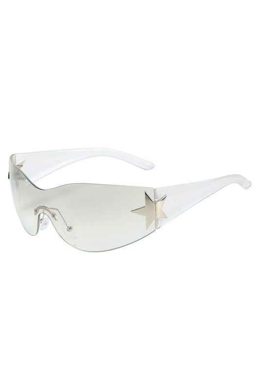 Transparent White Y2K Star Glasses
