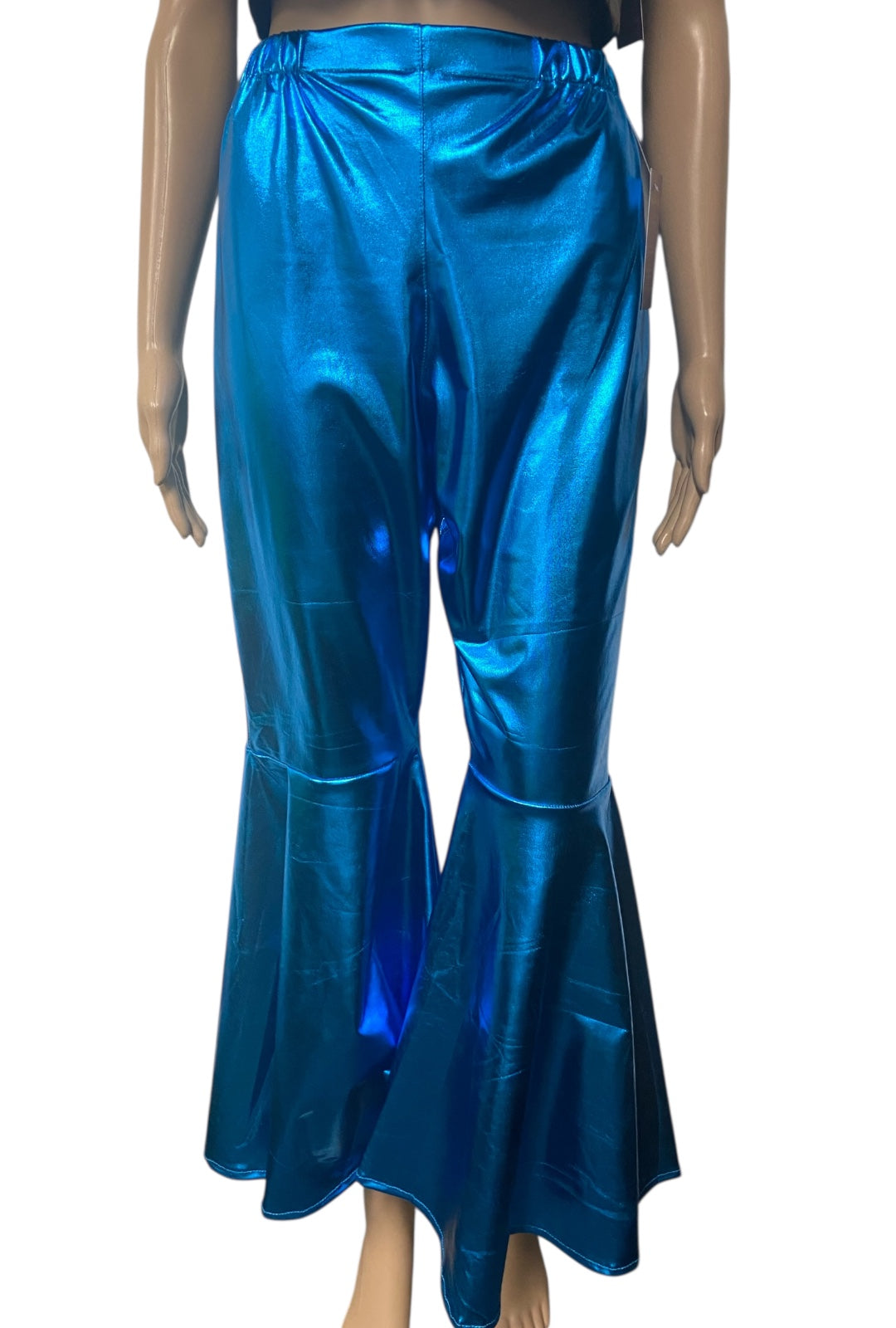 Metallic Blue Flare Pants