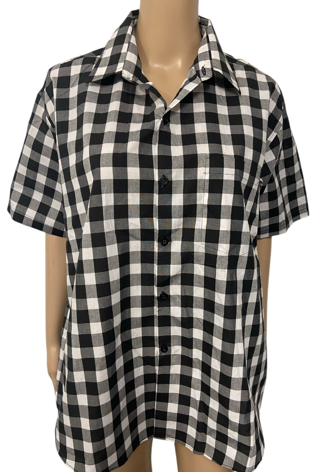 Black and White Checked Button Up Shirt