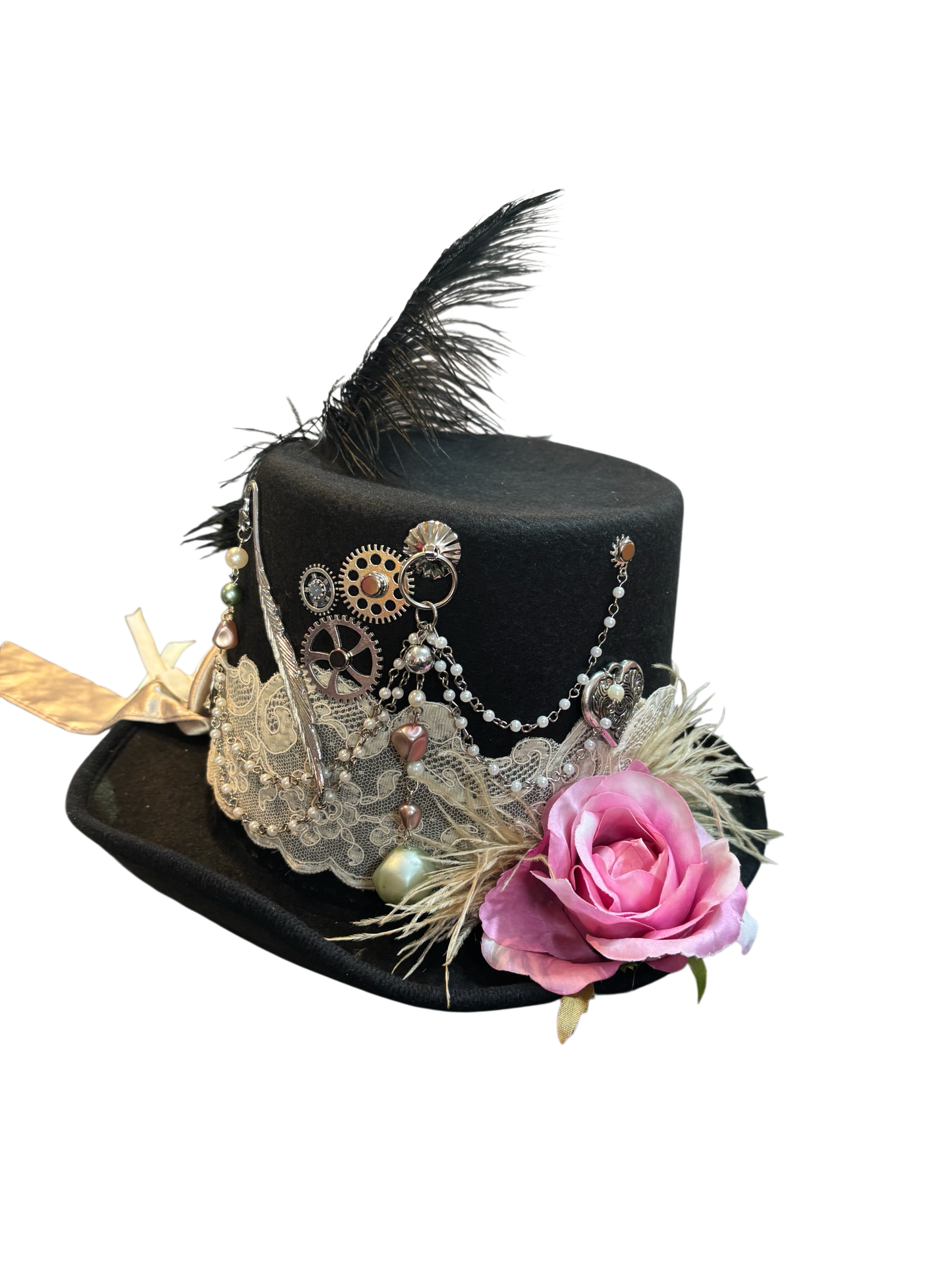 Lace And Rose Steampunk Top Hat (Y)