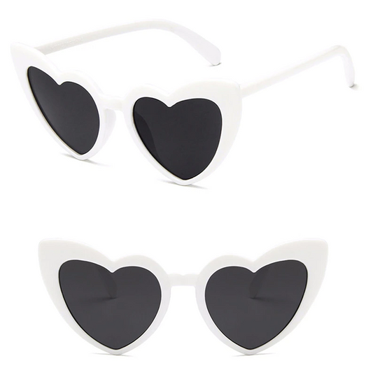 White Retro Heart Glasses
