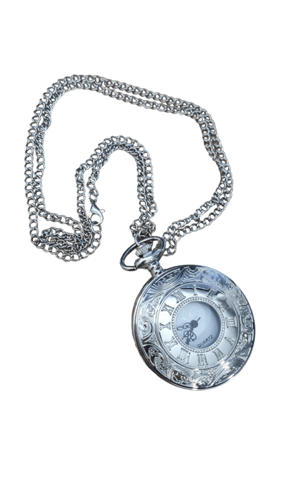 Silver Vintage Floral Pocket Watch