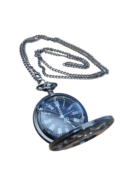 Gunmetal Vintage Floral Pocket Watch