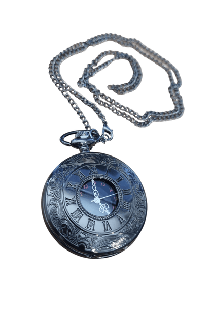 Gunmetal Vintage Floral Pocket Watch