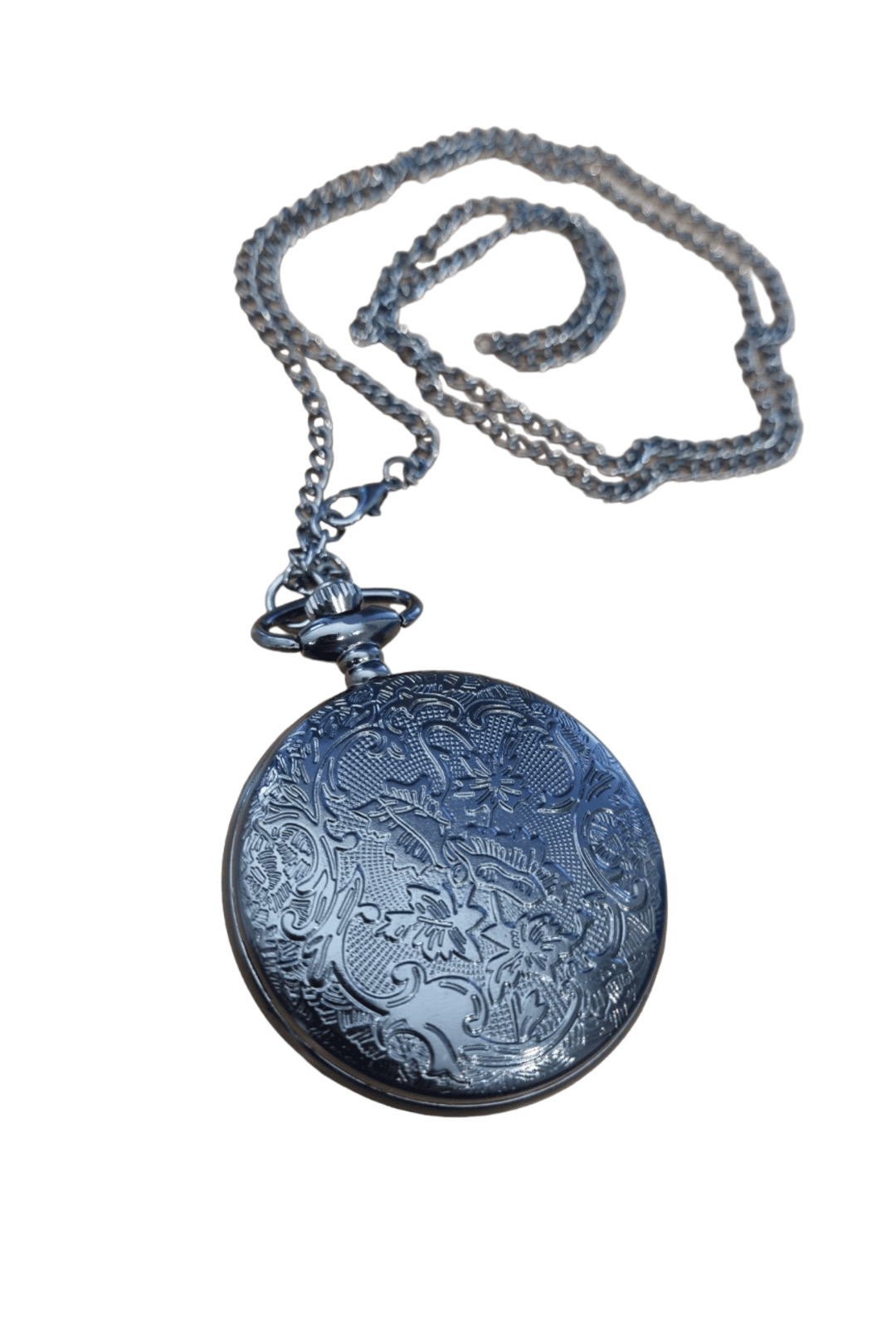 Gunmetal Vintage Floral Pocket Watch