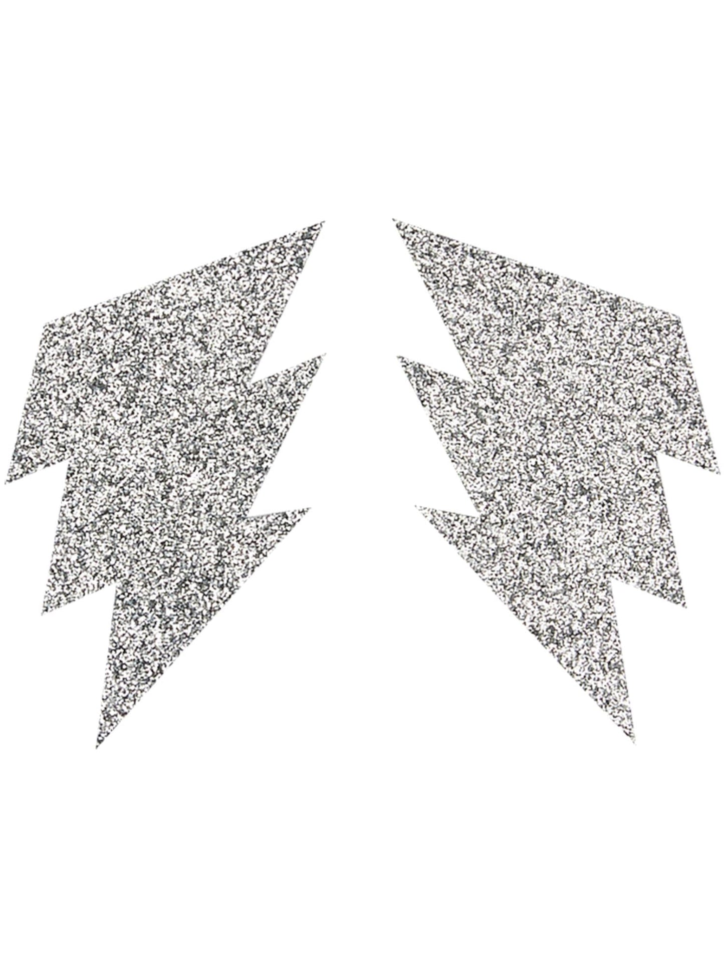 Silver Glitter Lightning Bolt Nipple Pasties