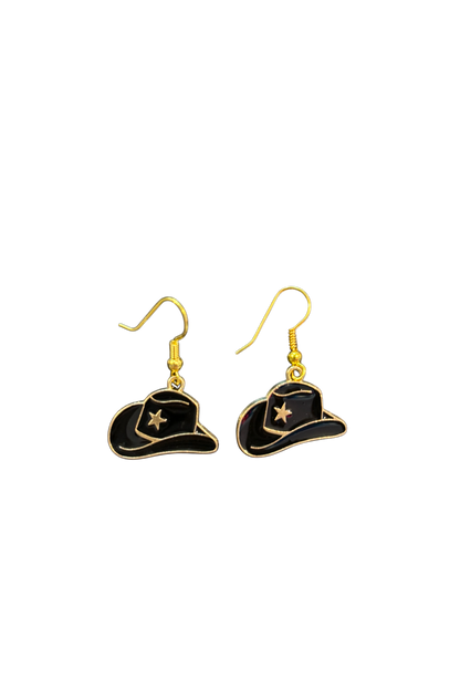 Black Cowboy Hat Earrings