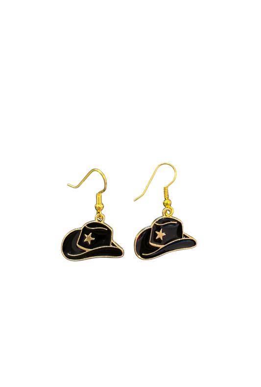 Black Cowboy Hat Earrings