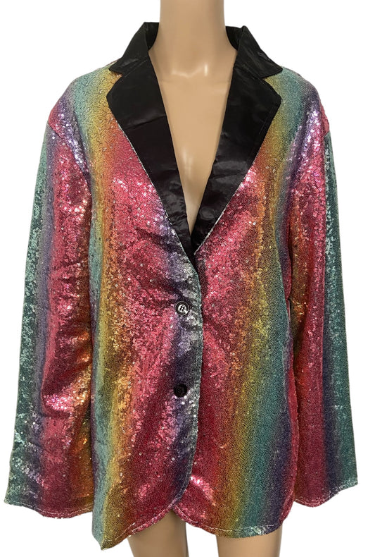 Rainbow Gradient Sequin Blazer