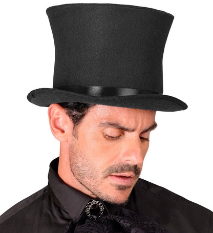 Deluxe Black Top Hat with Satin Band