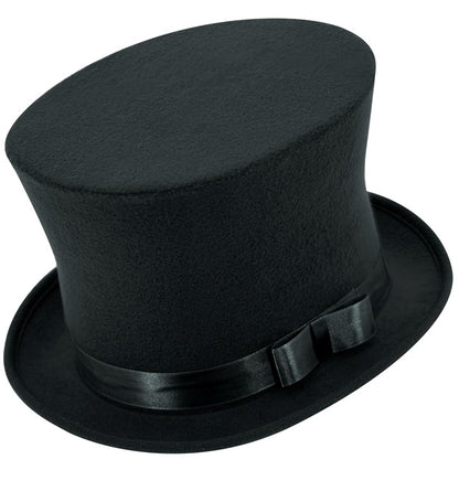 Deluxe Black Top Hat with Satin Band