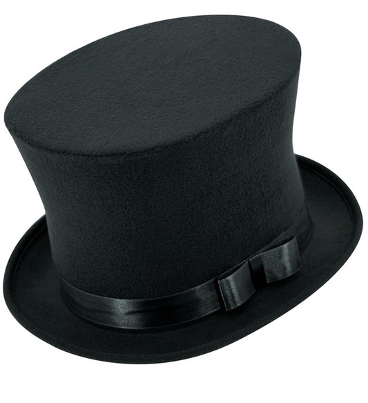 Deluxe Black Top Hat with Satin Band