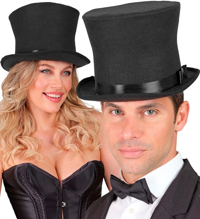 Deluxe Black Top Hat with Satin Band