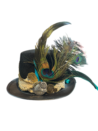 Steampunk Top Hat With Peacock Feather