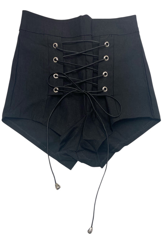 Black Tie Front Booty Shorts