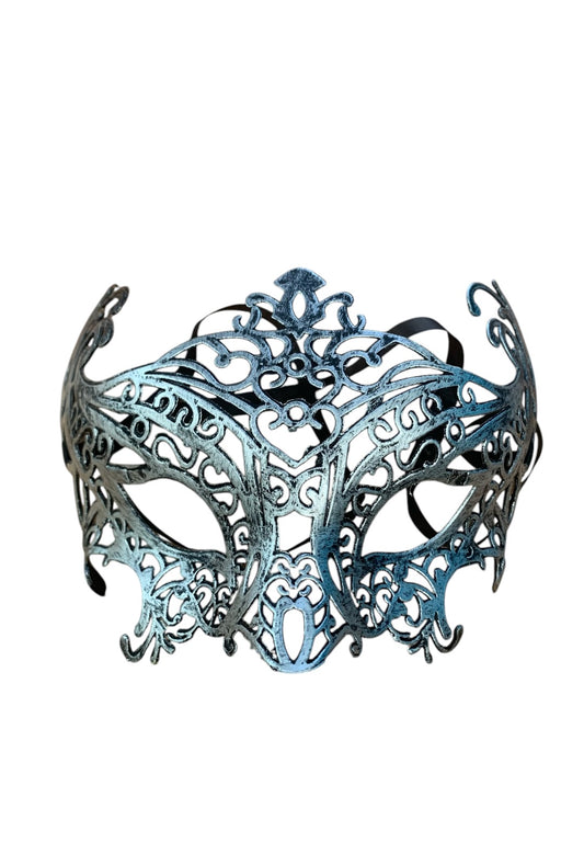 Brushed Silver Fancy Ornate Mask