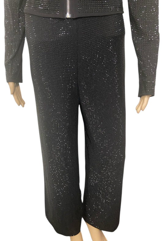 Black with Black Rhinestone Straight Leg Pants