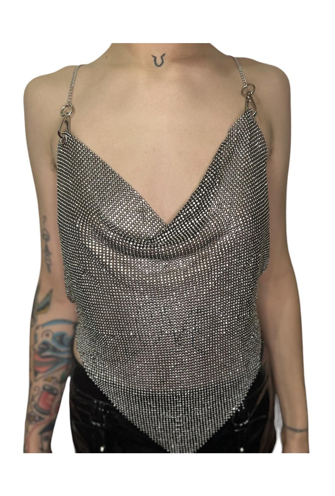 Mesh Rinestone Top Black Rhinestone Eyelet Mesh Mesh Top Perth | Hurly-Burly