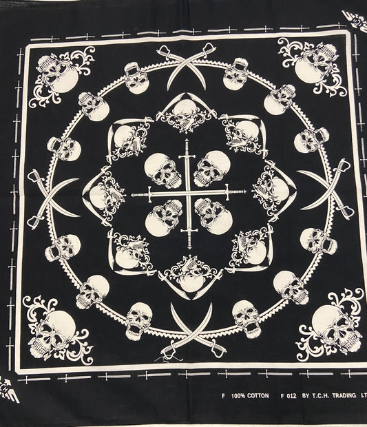Skull Bandana with Sword Border
