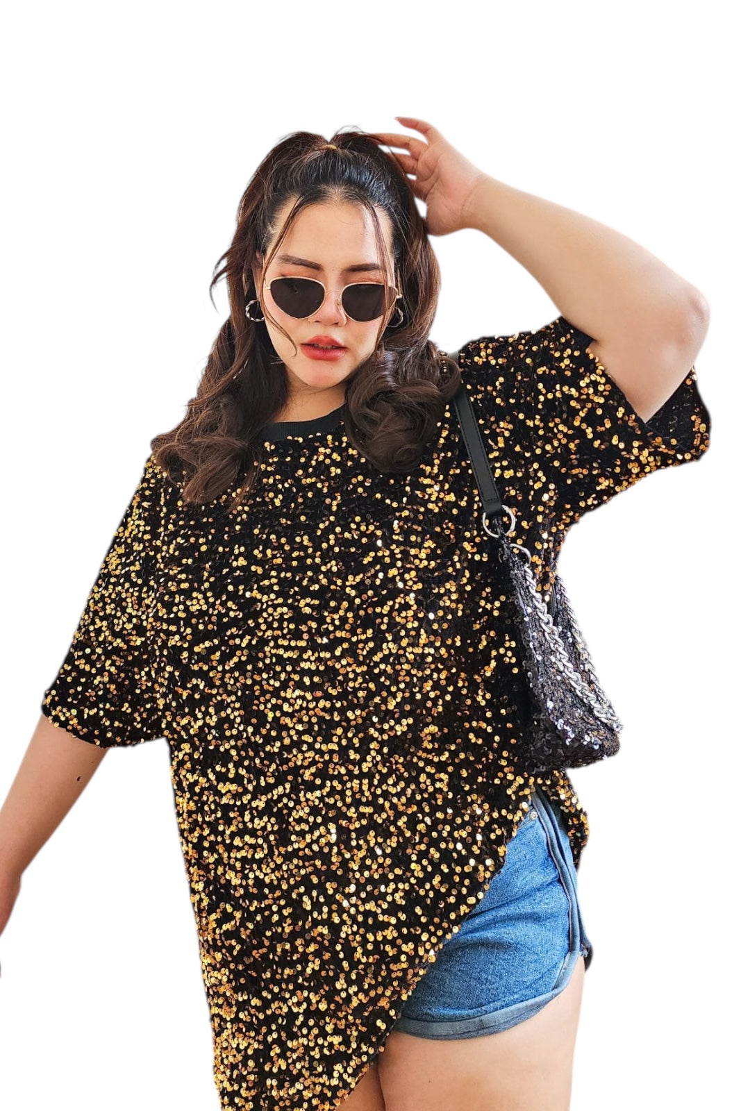 Black and Bronze Sequin Top