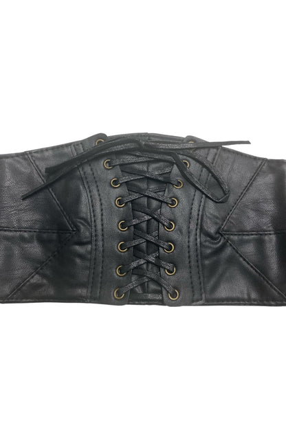 Leather Look Plus Size Black Corset Belt