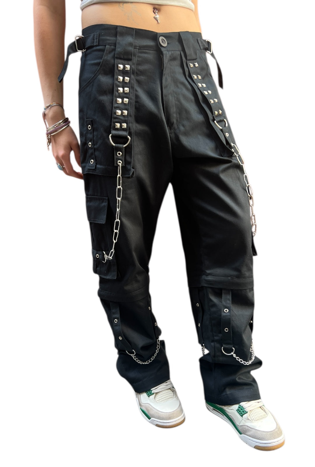 Black Goth Wide Studded Pants