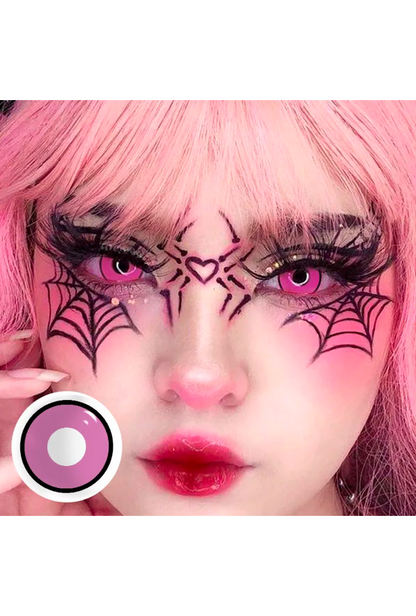 Party Lens #44 Solid Pink Black Rim Contact Lenses