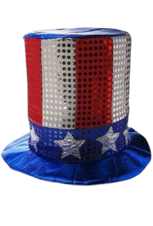 Sequined Uncle Sam Independence Day Party Top Hat