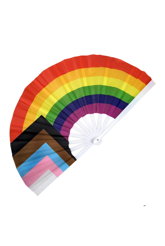 Progress Pride Flag Fan- White Base