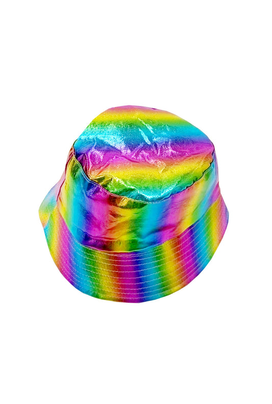 Metallic Rainbow Stripes Bucket Hat