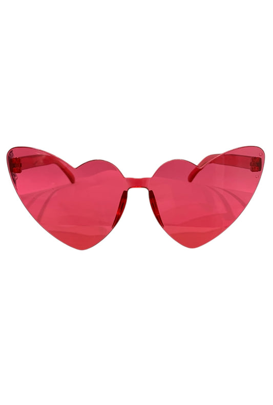 Hot Pink Retro Rimless Heart Glasses