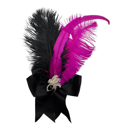 Burlesque Pink Feather Hair Bow